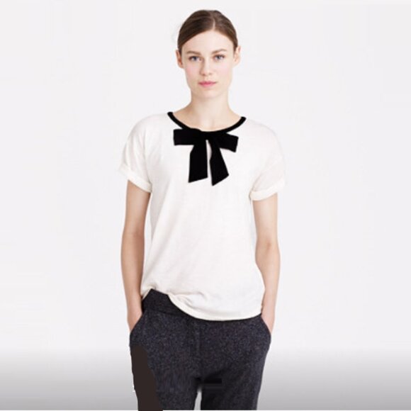 J. Crew Tops - J Crew roll-sleeve tee with silk bow M